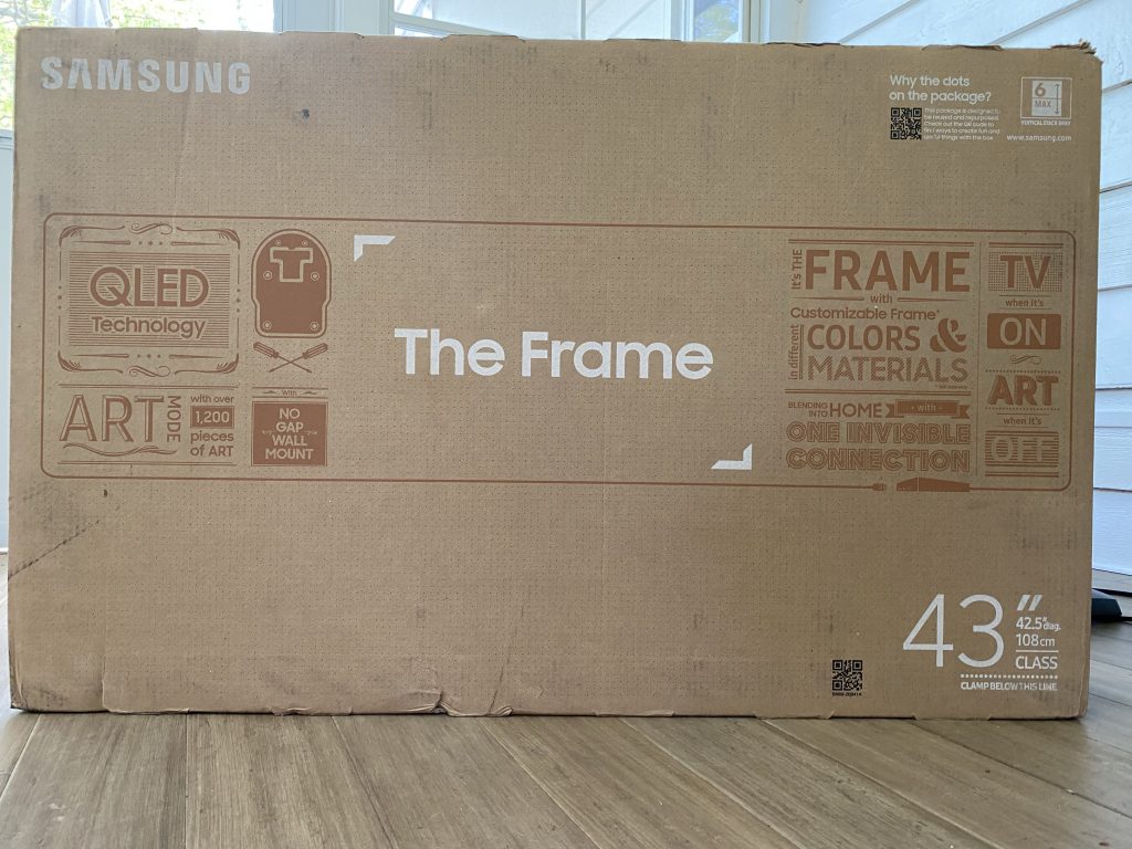 Samsung The Frame in the original box - Television in an historic house