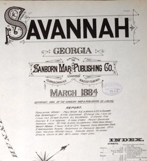1884 Savannah Sanborn Map Index Page